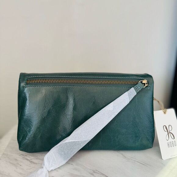 HOBO LAUREN CLUTCH LEATHER WRISTLET WALLET Sage Henna Luxury Leather, NWT - Picture 11 of 15
